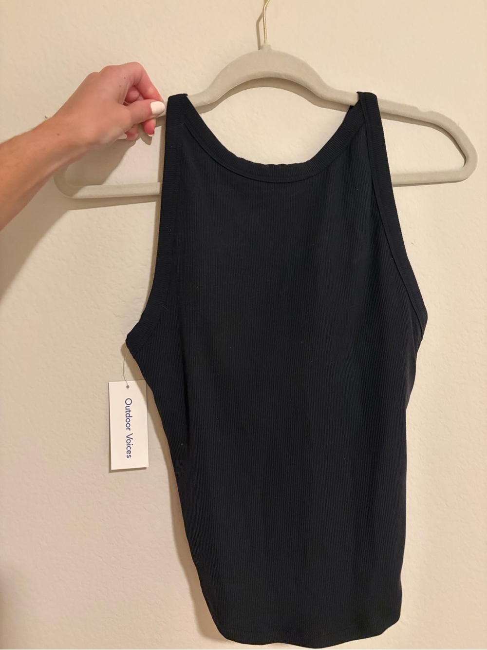 Outdoor Voices Black Ribbed High-Neck Tank